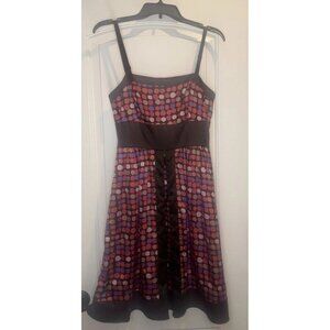 THE LIMITED Colorful Polka Dot Spaghetti Strap Knee Length Dress Sz 10 Pockets